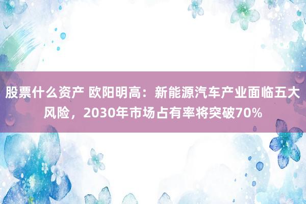 股票什么资产 欧阳明高：新能源汽车产业面临五大风险，2030年市场占有率将突破70%