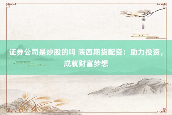 证券公司是炒股的吗 陕西期货配资：助力投资，成就财富梦想