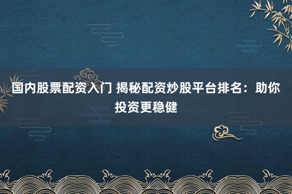 国内股票配资入门 揭秘配资炒股平台排名：助你投资更稳健
